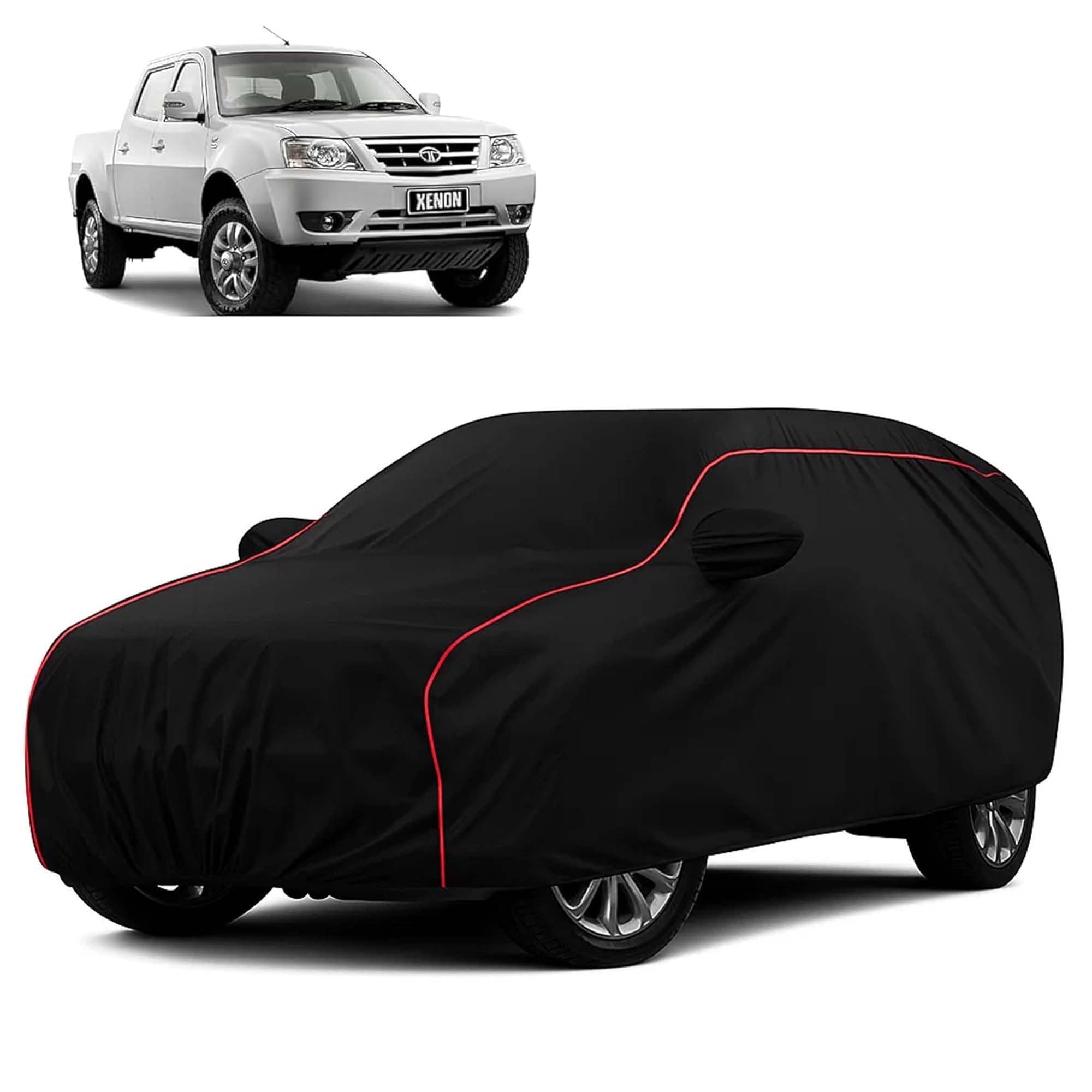Sulfar 100% Water Resistant Car Body Cover Compatible with Mirror for Tata Xenon (Triple Stitched, Full Bottom Elastic,