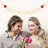TINKSKY Fall in Love Bunting Banner for Proposal Wedding Anniversary Valentines Day Prom Shower Romantic Evening