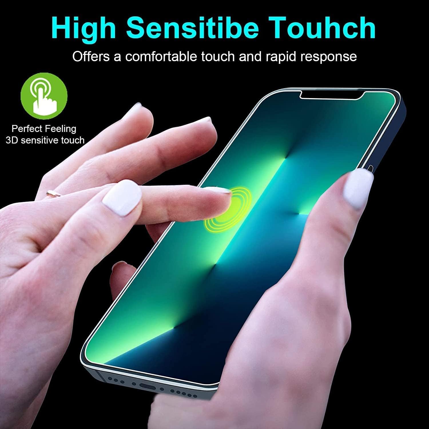 Glass Screen Protector Compatible for iPhone 13 Pro/ iPhone 13 5G, [6.1 Inch] 3 Pack Tempered Glass Case Friendly, 9H Hardness, HD Clear