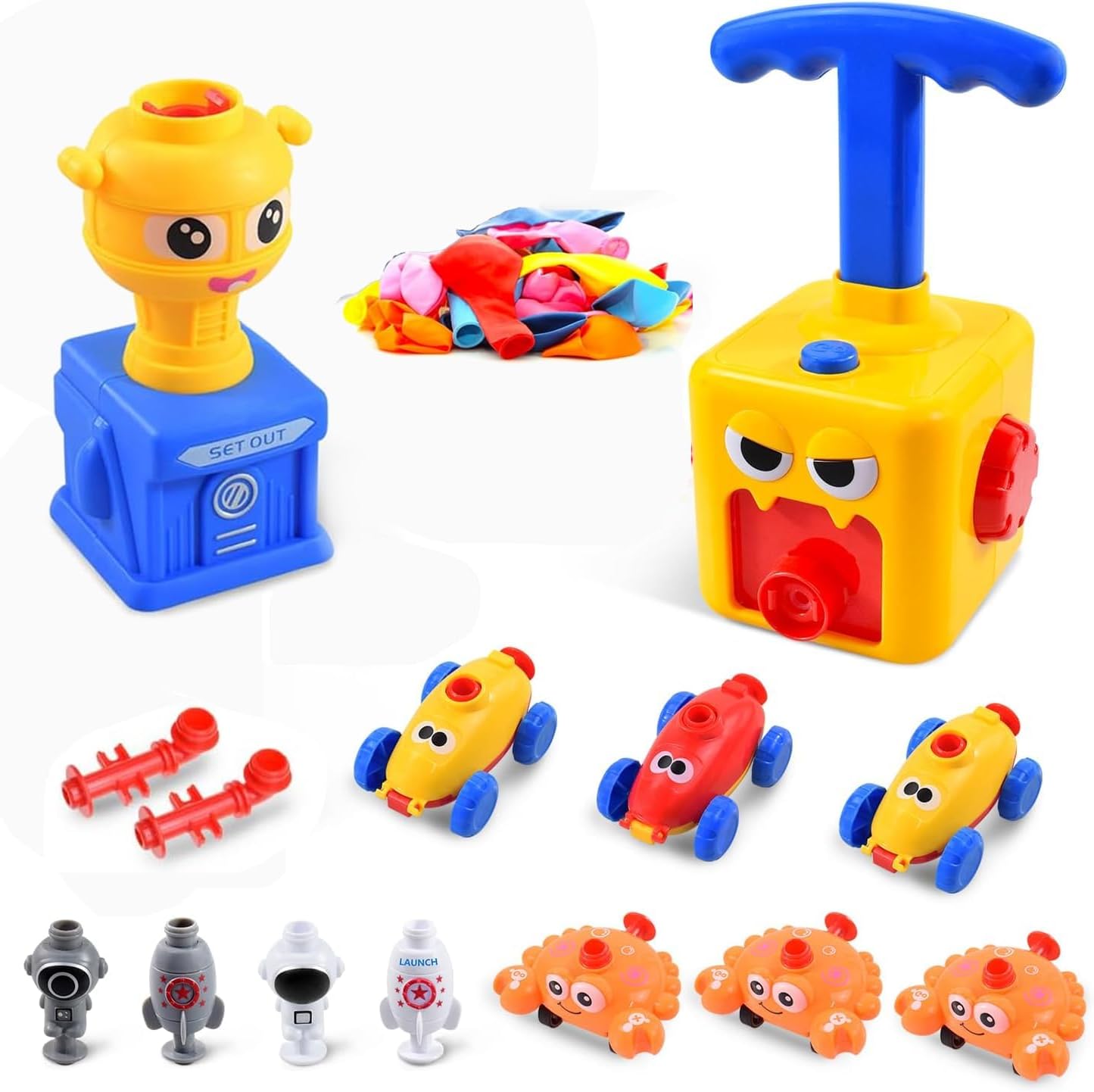 Power Balloon Car Toy for Kids,Balloon Toys Set for Kids Science Toy, Inflatable Balloon Pump Cars Racer Kit,Party Favors Goodie Bag Stuffers, Bulk Toys Prizes Birthdays Gift for Boys Girls