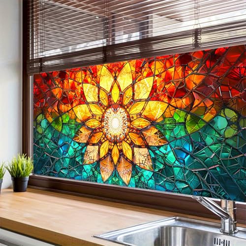 Película para ventana color mosaico 39.3x17.7 pulgadas miniatura 5