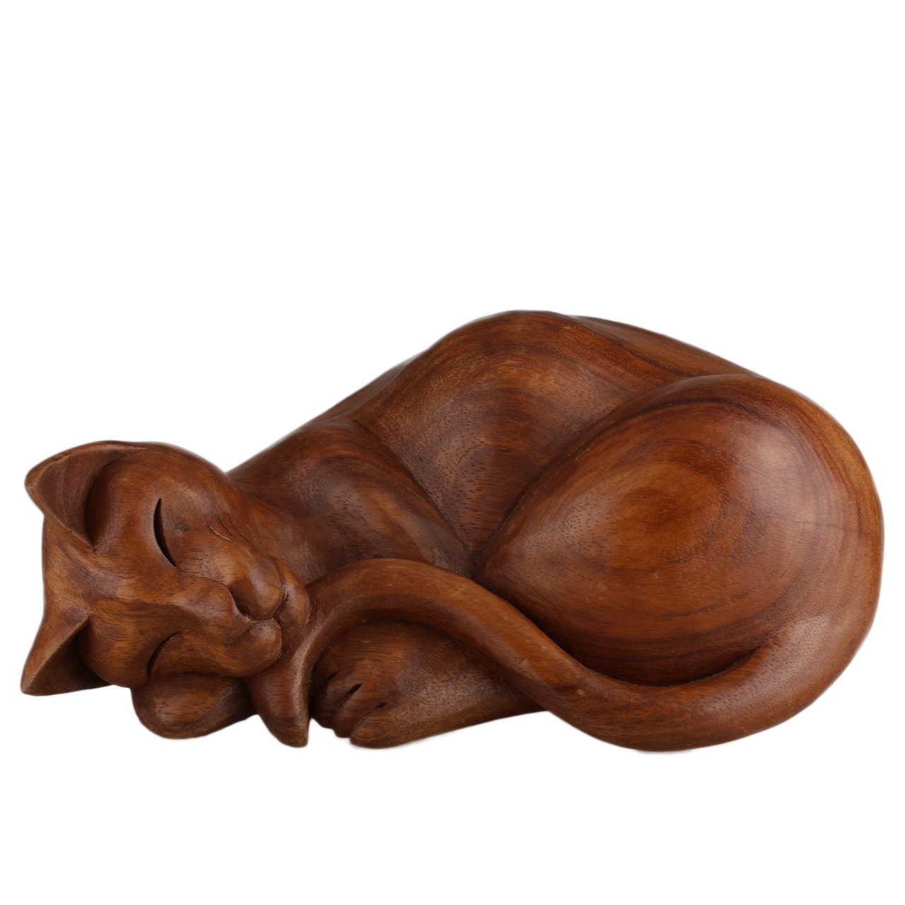 ART-CRAFT Holz-Katze Schnitzerei aus sehr schönem Suar Holz 