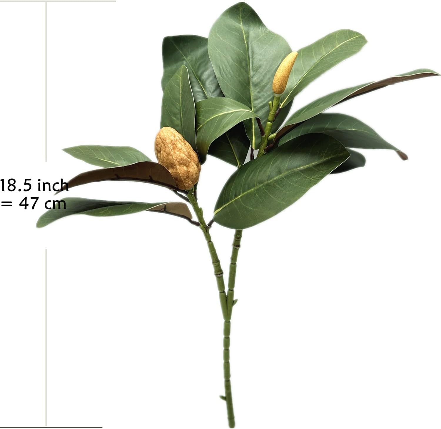 Artificial Magnolia Leaves Plant, Fake Branches 18.5 Inch 3D Plastic Leaf Greenery Bushes Faux Simulation Shrubs Stems Twigs for Home Garden Decor Vase Office Wedding Party DIY Decoration Green 2 Pack - Image 5