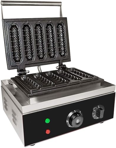 Miniatura 5 de Hotdog Waffle Iron  5 gofres de maíz para perros en un palo  Antiadherente  Uso comercial  110V