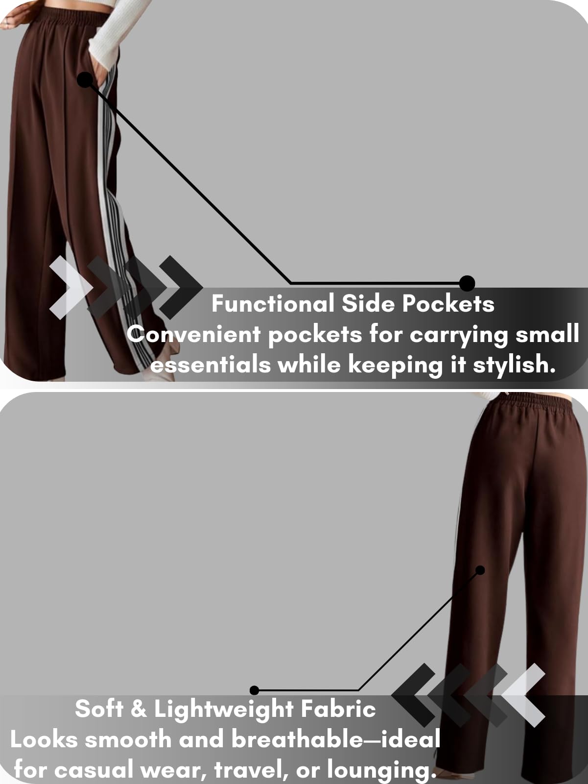 GRECIILOOKS Pantalones deportivos de estilo coreano para mujer, cintura alta, eventos universitarios casuales (tallas grandes disponibles)