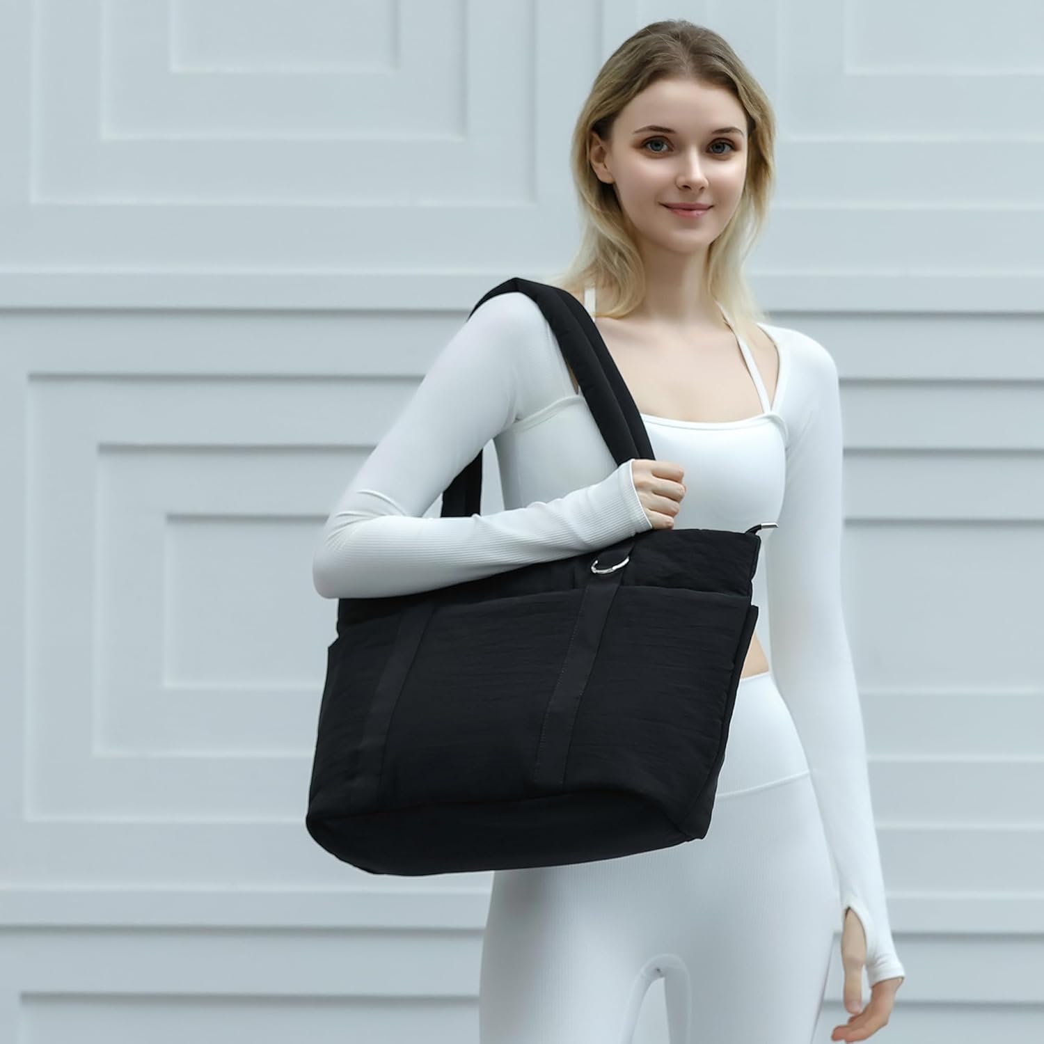 Herald Multi Pocket Tote Bag for Women, Large Puffy Shoulder Purse Handbag with Compartments for Travel,Work,GYM - Image 2