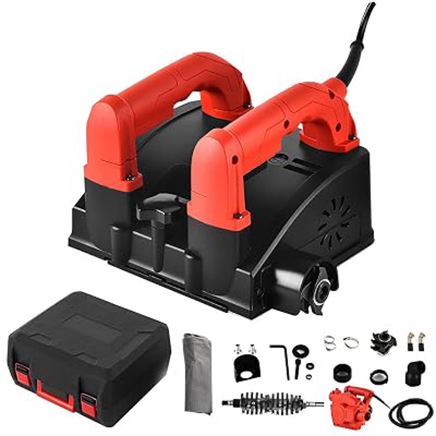 Elektryczna Strugarka Do Ścian Redukująca Emisję Pyłu, Maszyna Do Usuwania Zaprawy Murarskiej O Mocy 1200 W, Regulowana Głębokość Cięcia 1-4 mm, Szerokość Ostrza 160 mm(B)