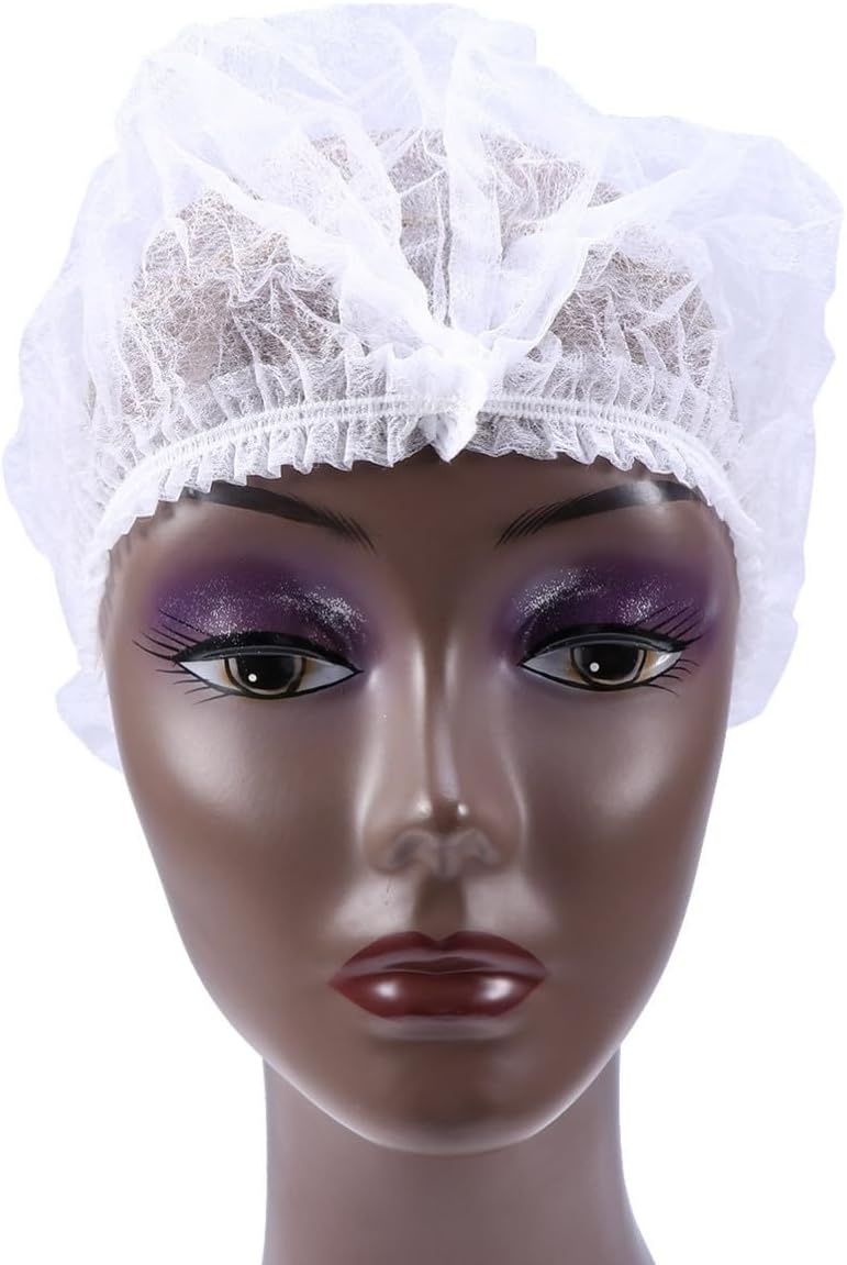 Angoily 100pcs Disposable Non-woven Hair Net Cap for Salon and Food Service