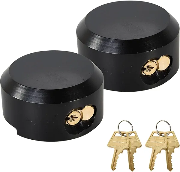 Pomunty 2 Pack Trailer Door Locks Keyed Alike Heavy Duty Hockey Puck Locks Reinforced Hidden Shackle Padlocks w/4Keys Solid Steel Lock for Trailers Trucks Vans Shed Gates Garage