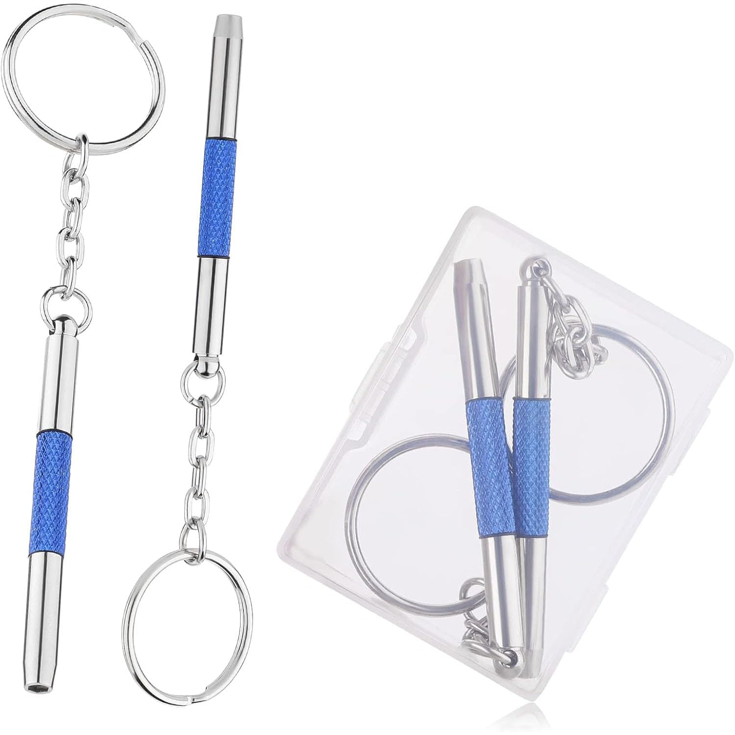 2 Pcs Mini Screwdriver for Glasses, 3-in-1 Keychain Tool Glasses Screwdrivers Set for Eyewear, Watches, Jewelry, Electronics, and DIY Fixes On-The-Go