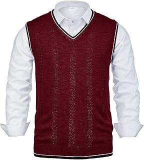 Sponsored Ad - Mens Sweater Vest Slim Fit for Men V-Neck Pullover Casual Solid Wool Blend Knit Sweater Sleeveless Vest