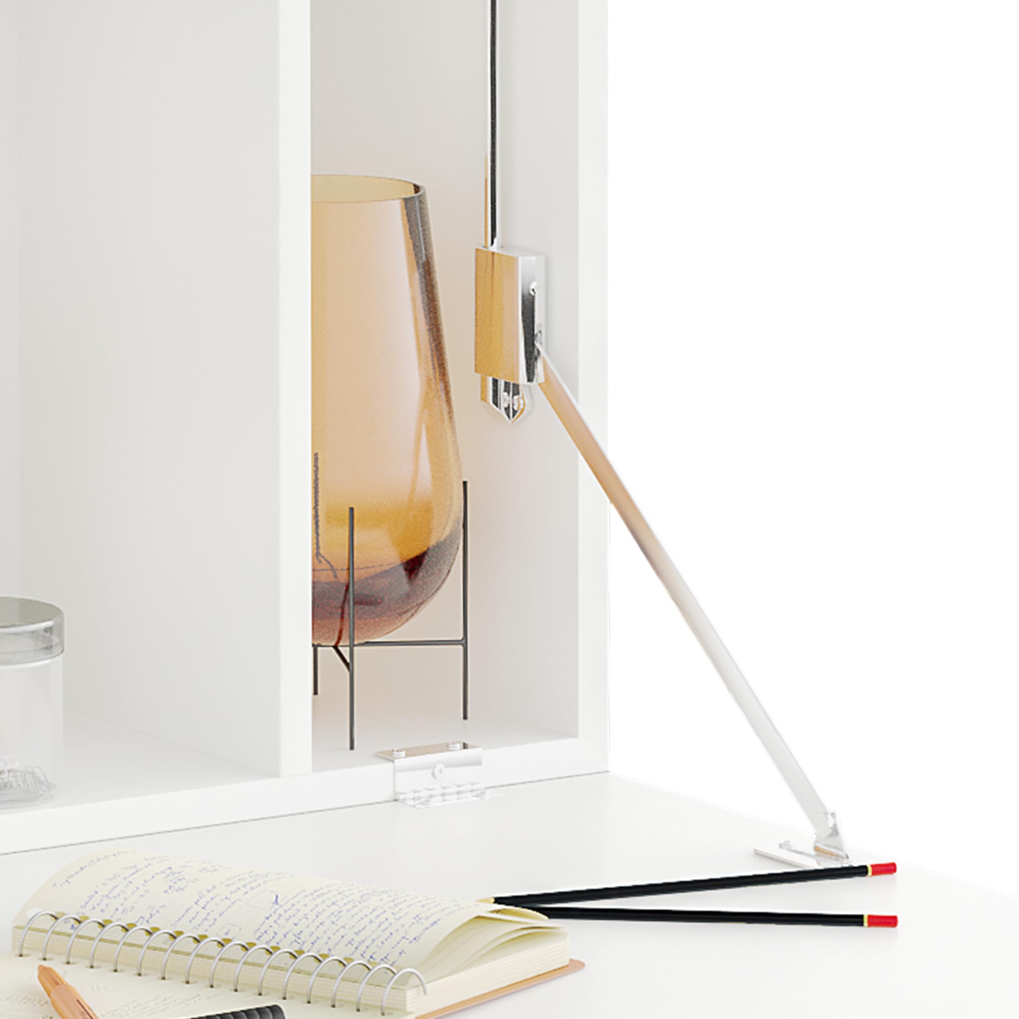 HOMCOM Bureau Suspendu Bureau Mural avec Rangements 77 x 20 x 51 cm Blanc