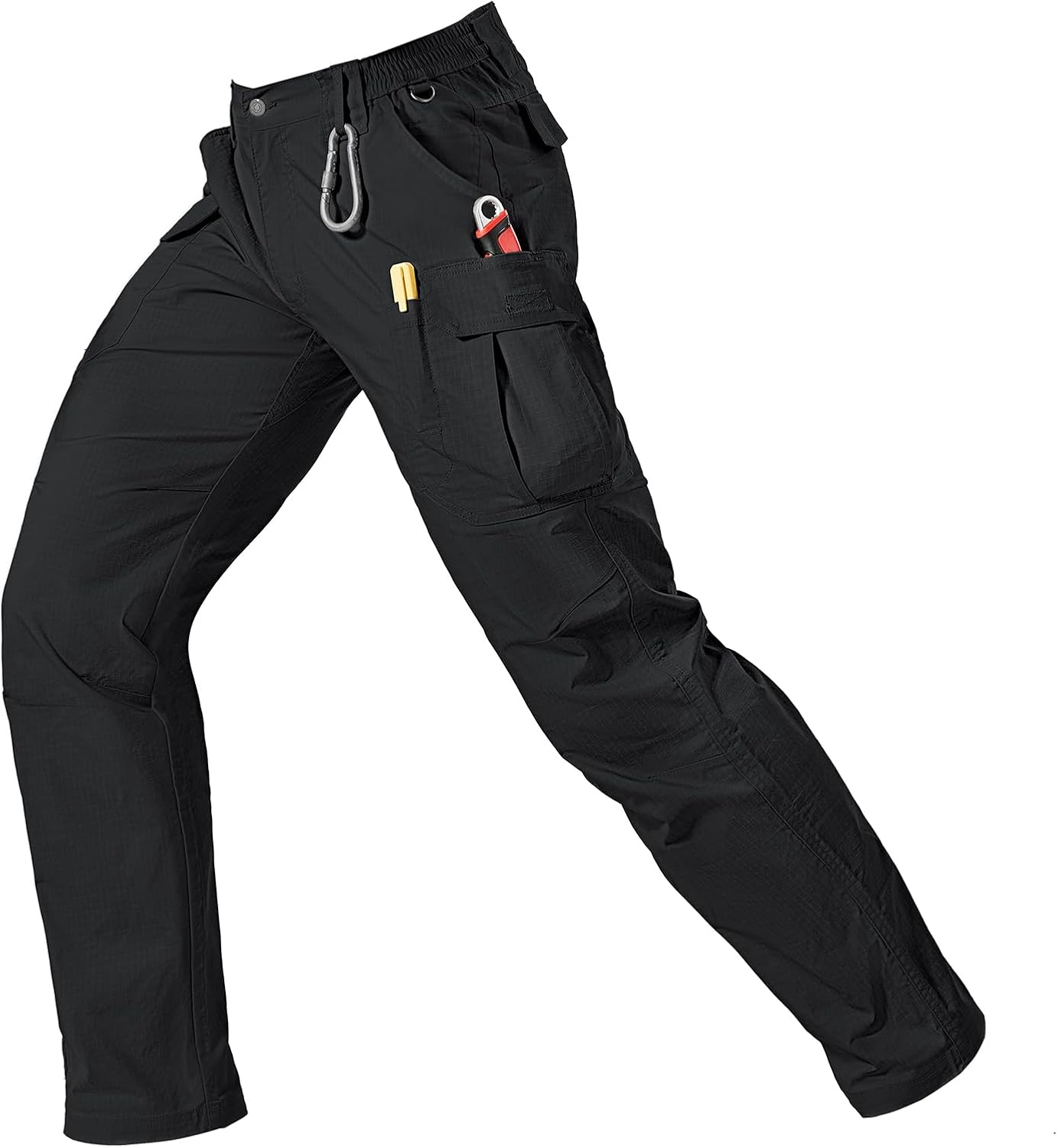 IGOLUMON Ripstop Tactical Work Pants for Men, Stretch Cargo Hiking Pants with 6 Utility Pockets, Reinforced Knees