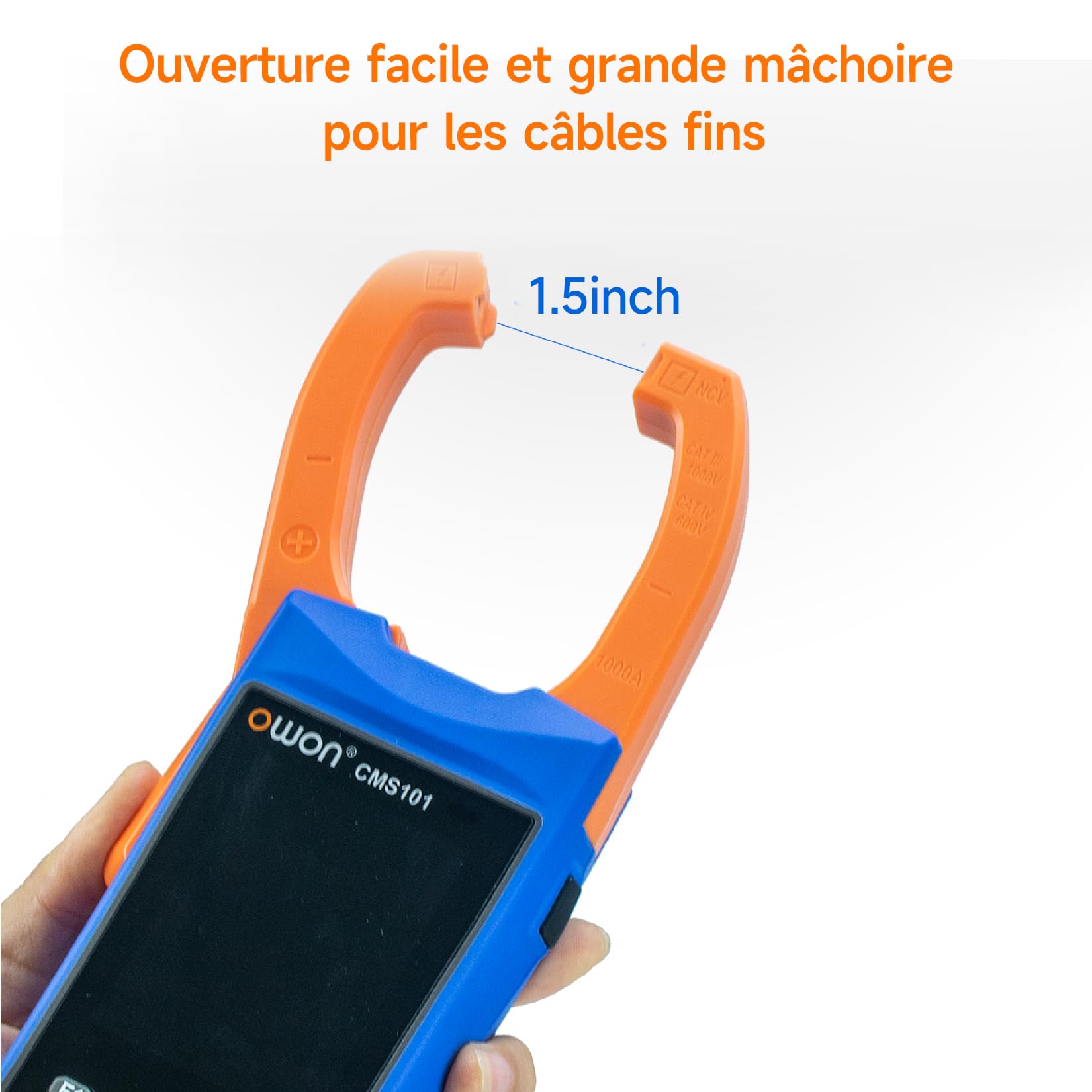 Pince ampèremétrique numérique OWON avec écran LCD IPS de 2,8 pouces, fonction oscilloscope AC/DC 3 en 1, ampèremètre à plage automatique True RMS 20 000 points, ampèremètre et oscilloscope Bluetooth