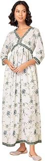 Indya Women's Rayon Cotton Regular Fit Regular Floral Print Zari Embroidered Kurta