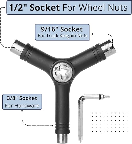 Miniatura 4 de Mr. Pen - Herramienta de patinaje, paquete de 2, herramienta de monopatín, herramienta de patinaje, herramienta de patinaje todo en uno, kit de