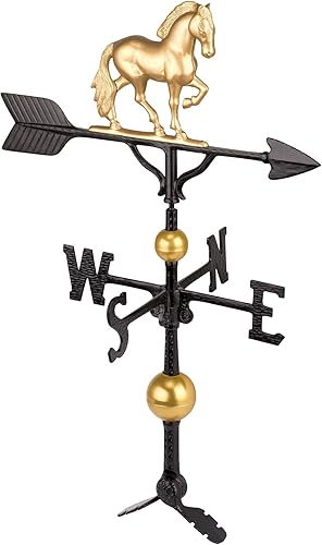 Veleta de caballo 3D de aluminio de lujo - Decoración de metal para techo de paletas de viento - Soporte incluido (4 para elegir) - Aluminio fundido