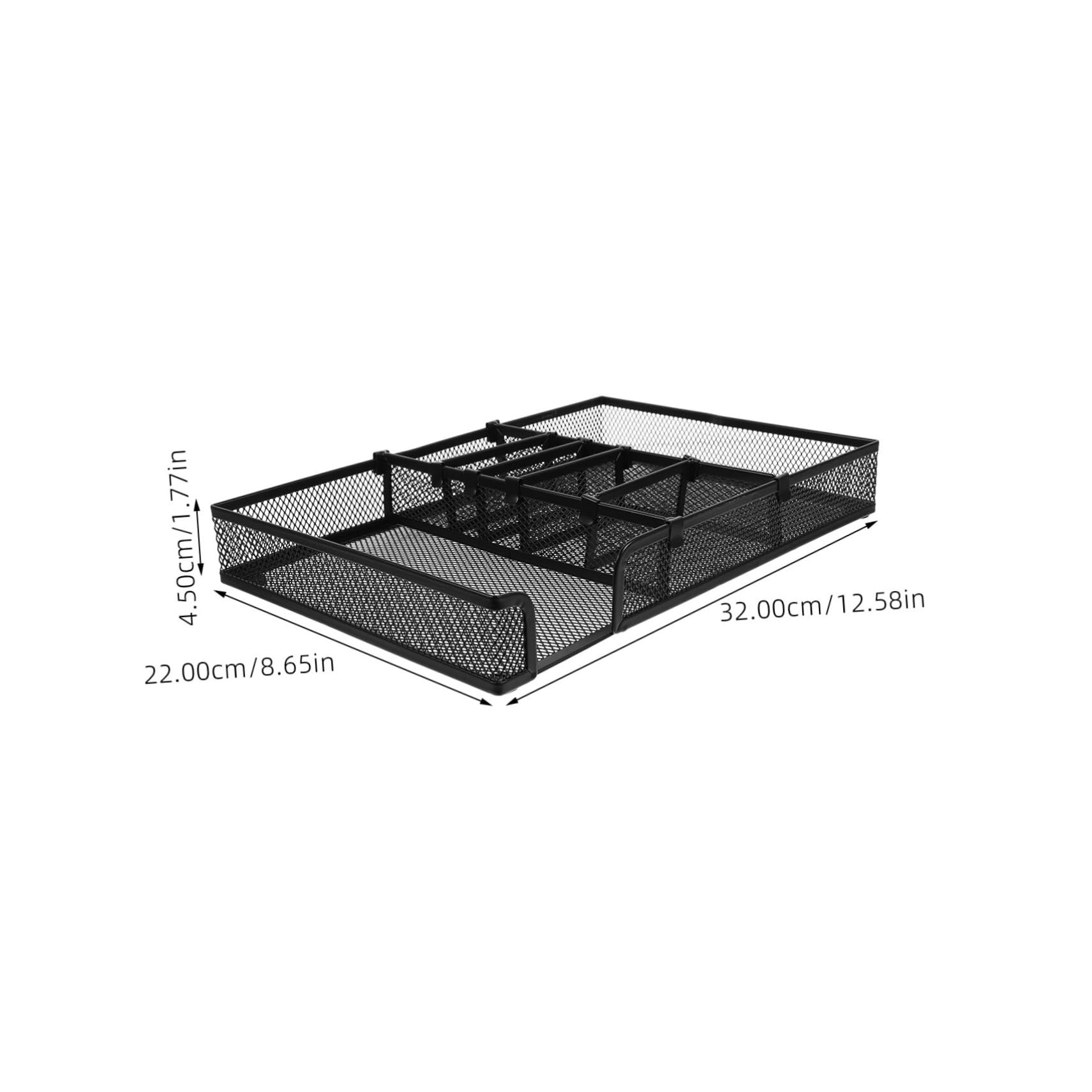 TEHAUX Organizer da Scrivania Ufficio in Ferro Nero, Vassoio Componibile | Portapenne e Scomparti Modulari, Facile da Pulire, per Cassetti e Piano Lavoro
