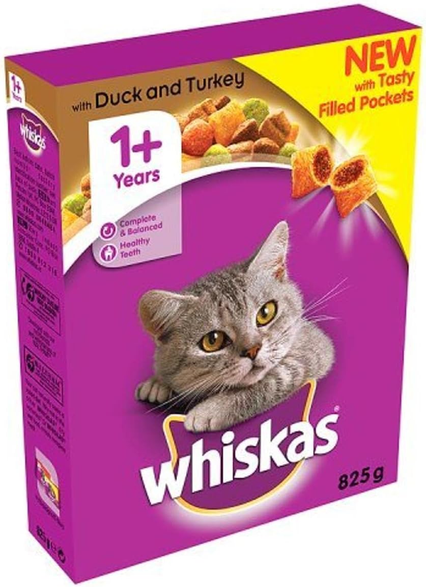 Whiskas 1+ Dry Cat Food For Adult Cats With Duck And Turkey, 825g Amazon.co.uk Pet Supplies