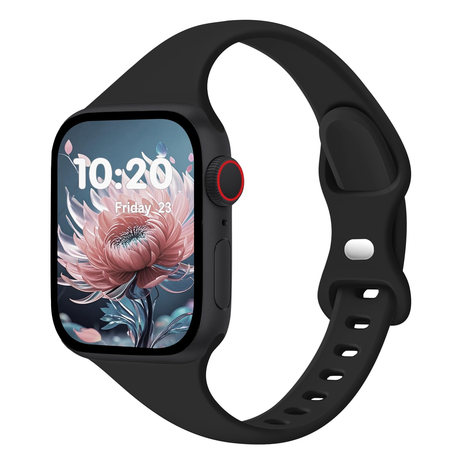Slim Band Compatible with Apple Watch Bands 38mm 40mm 41mm 42mm 44mm 45mm 49mm for Women Men,Soft Thin Narrow Silicone Sport Strap Wristbands for iWatch Series12 11 10 9 8 7 6 5 4 3 2 1 SE Ultra/Ultra 2 Black