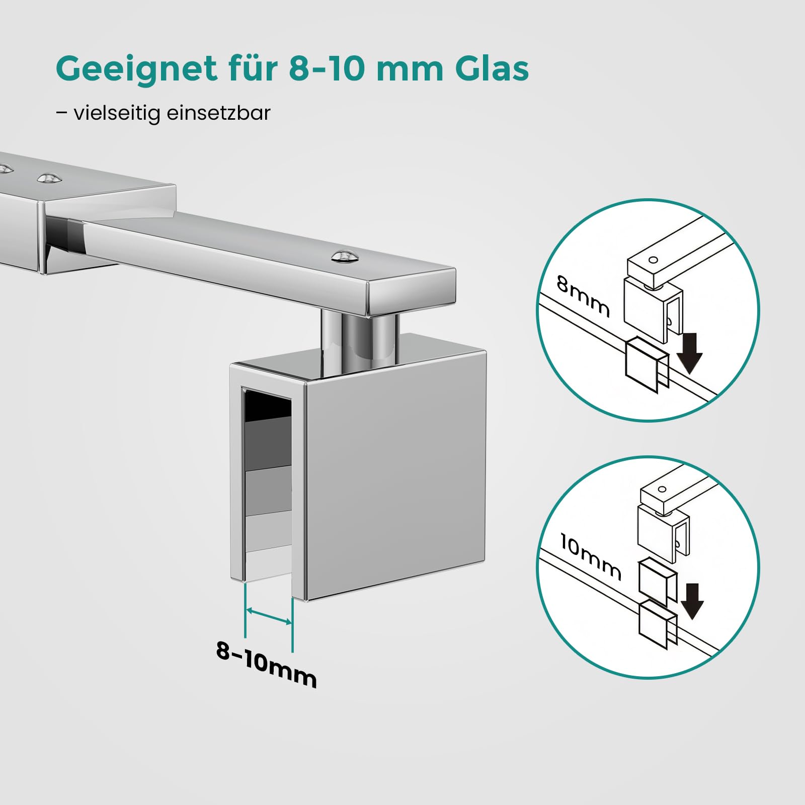 EMKE Stabilisierungsstange Dusche Verstellbar 70-120 cm, 360° Drehbar Duschwand Stabilisator, Haltestange Duschabtrennung für 8-10mm Glasstärke