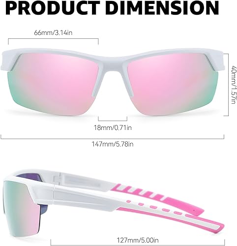 Miniatura 5 de TJUTR Lentes de sol para correr para mujer, polarizados con protección UV400 para deportes, ciclismo, golf, TS3080