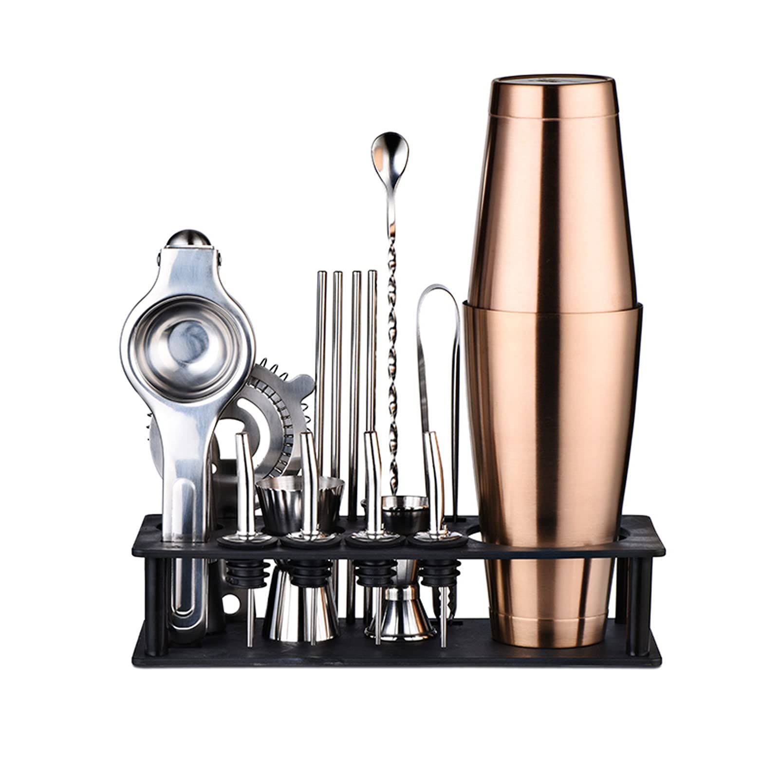 Juego de Coctelera Sistema de coctelera de 17 Piezas -Herramientas de Barras-Coctel de Acero Inoxidable Shaker Set Bartender Kit. Agitador de Cócteles (Color : C)