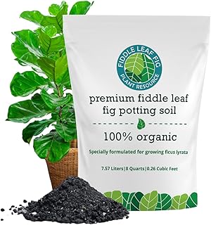 100% Organic Fiddle Leaf Fig Soil – Optimally-Draining Potting Mix for Healthy Roots, Fewer Brown Spots & Faster Growth | Enriched with Biochar & Bark | Made in USA | Large 7.5L Bag