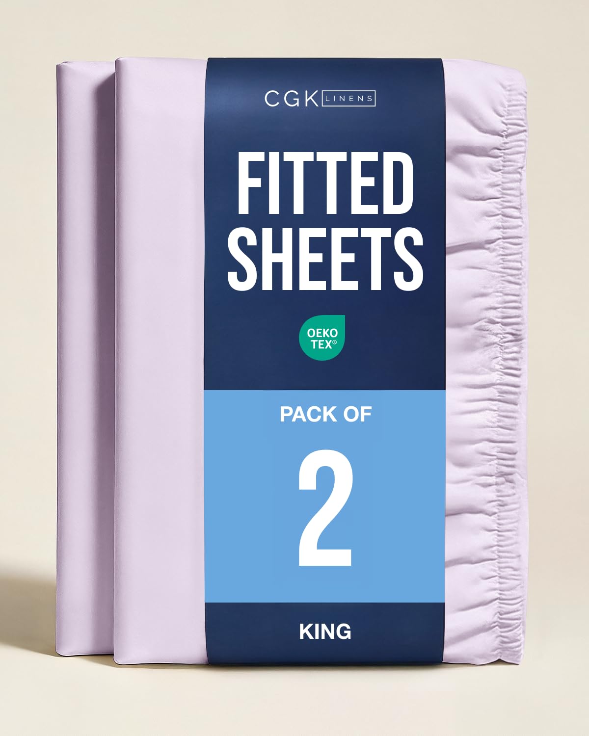 King Fitted Sheet - Pack of 2 Single Fitted Bottom Sheet - Light Lavender