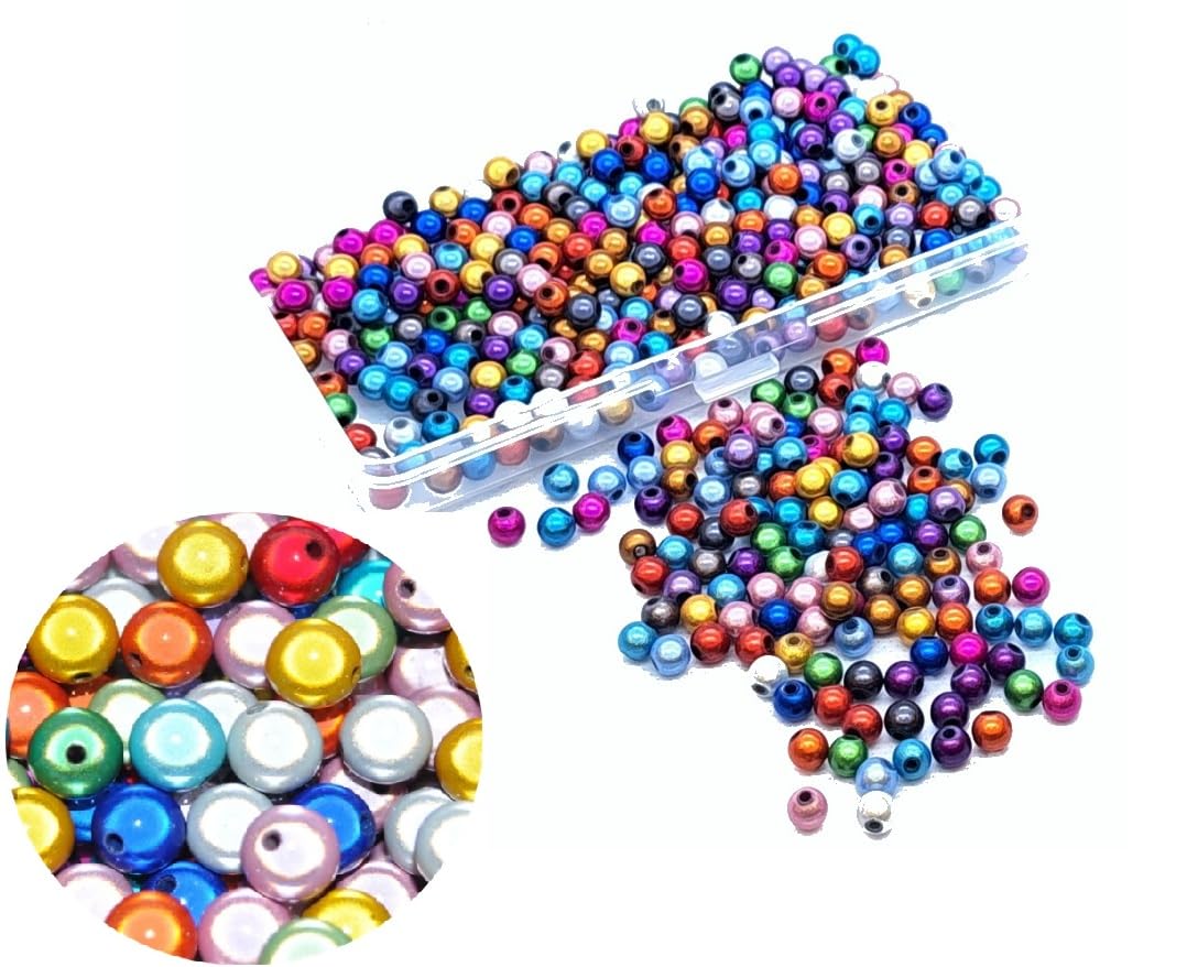 taffbeads A Box of 6mm / 400pcs Round 3D Illusion Acrylic Miracle Beads for DIY Craft Jewellery Making (Multicoloured)