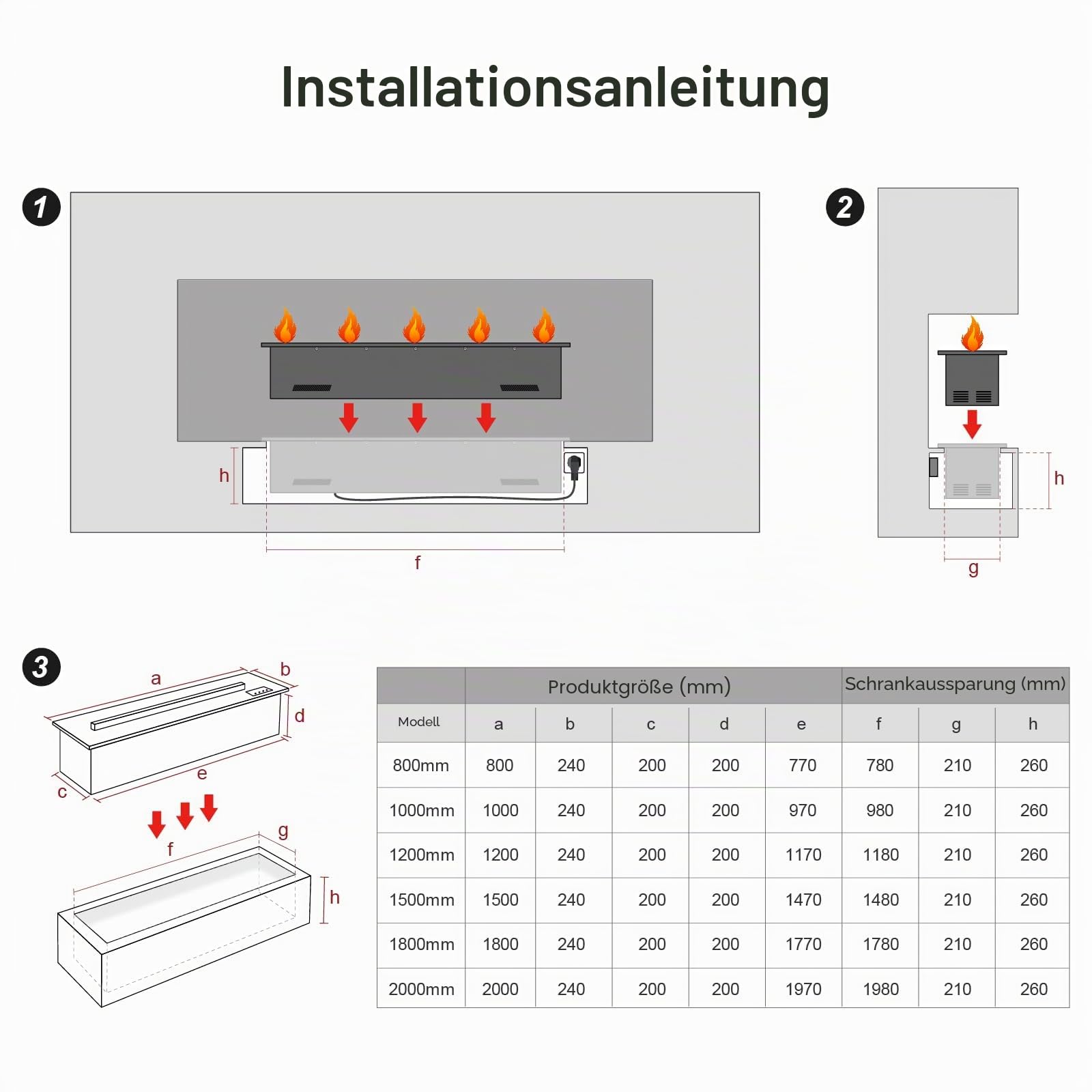 3D-Wasserdampfkamineinstellbare Flammen in 9 Farben, 50cm Nicht erhitzt