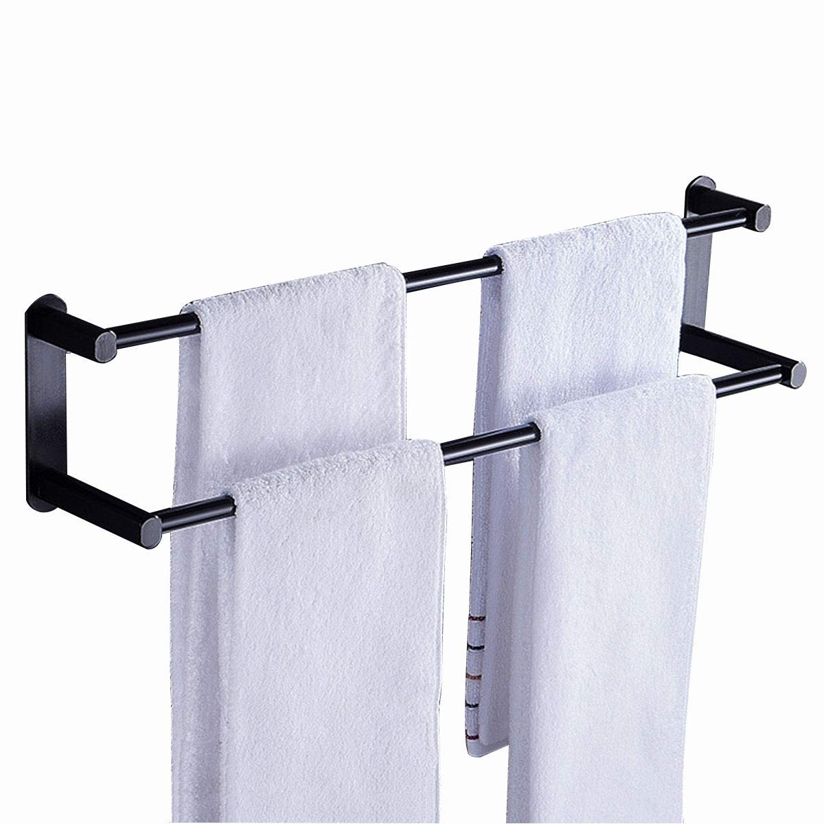 Porte-serviettes 41cm double barre suspendu sans perçage pour meuble bas