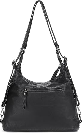 BARCELONA 21K Wash Leather Both Back and Shoulder Women's Bag 1925-6 Black