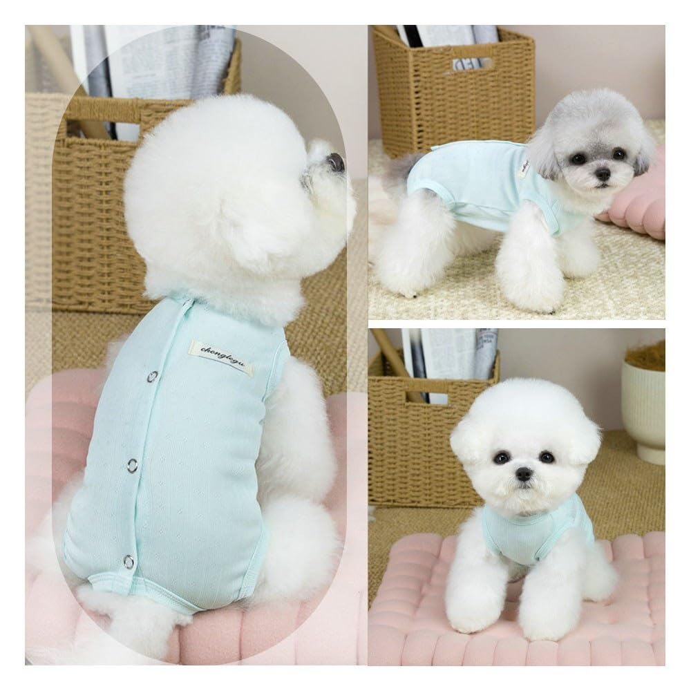 Amazon | Kaiyatxly ペット服 犬服 Tシャツ 春夏 無地 袖なし 背中開き
