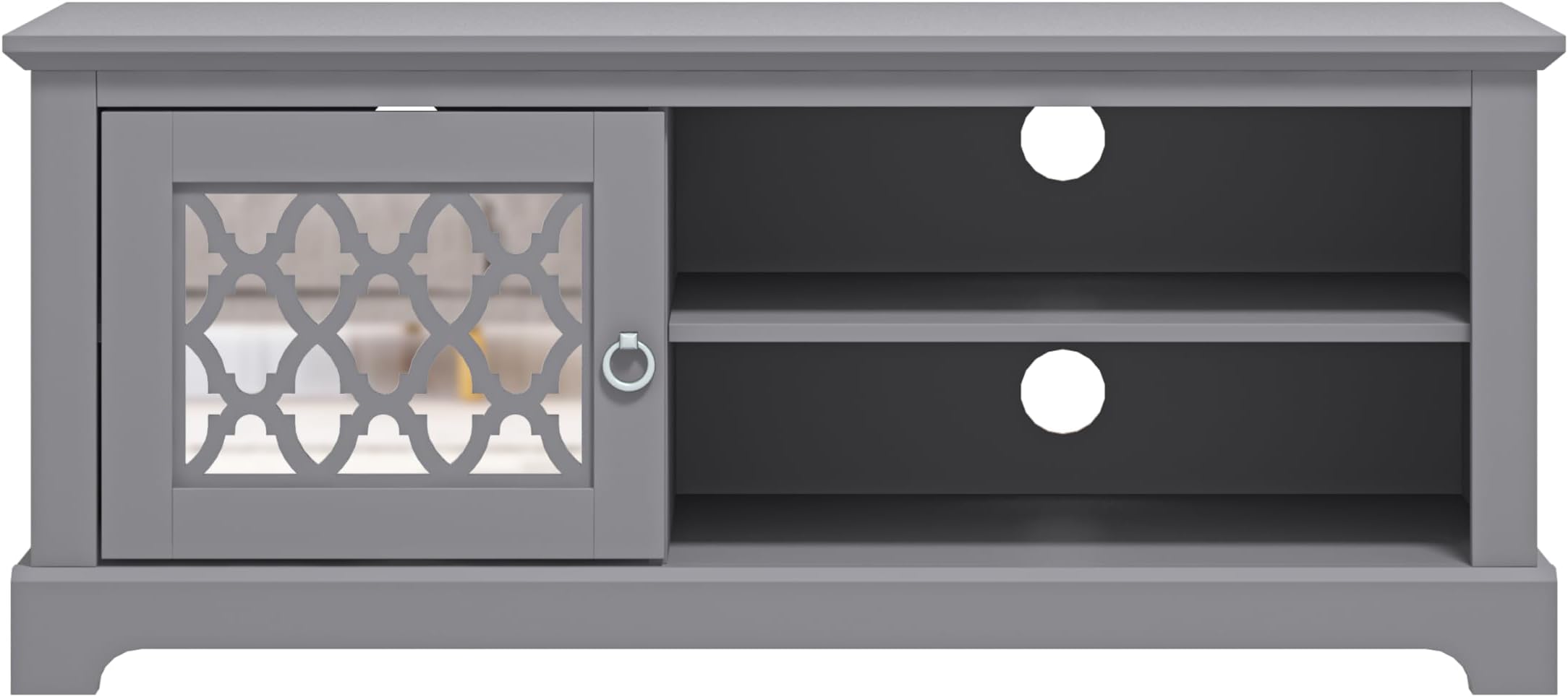 Galano Novara TV Unit โ Entertainment Centre for up to 50" TV โ 119cm TV Stand Cabinet with 1 Door and Open Shelf โ Large Storage for Living Room โ Cool Grey