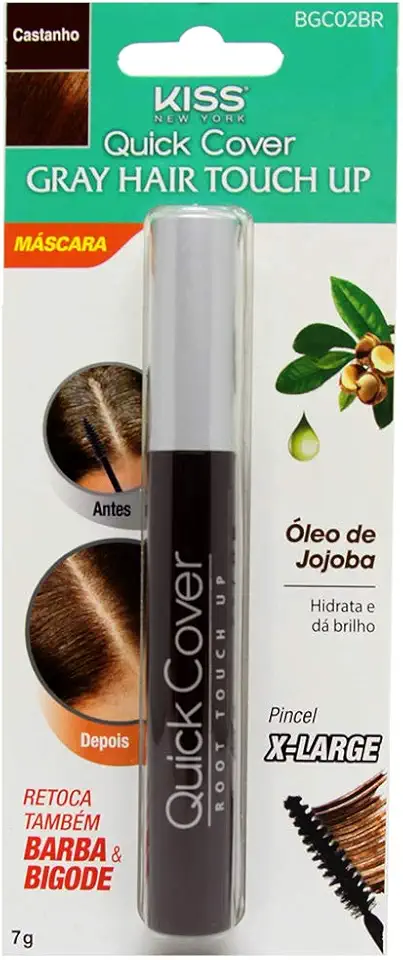 Retoque Capilar Gray Hair Brush-In, Kiss New York, Castanho Escuro