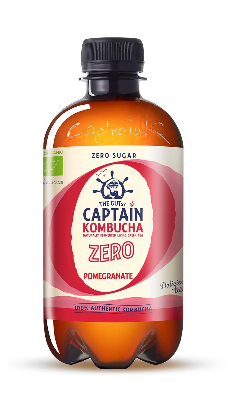 The Gutsy Captain Kombucha ZERO - Zero Sugar, Zero Calories - Bebida Probiótica Naturalmente Fermentada, Sin Pasteurizar, Vegan - 12 x 400ml - MixBox