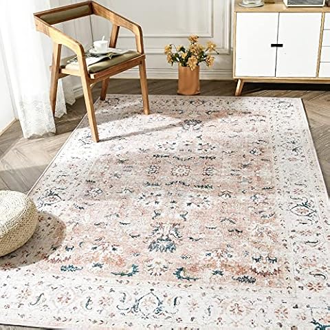 jinchan Vintage Floral Area Rug, 3x5 Pink Blush, Washable Non Slip — $28.04 (15% off)