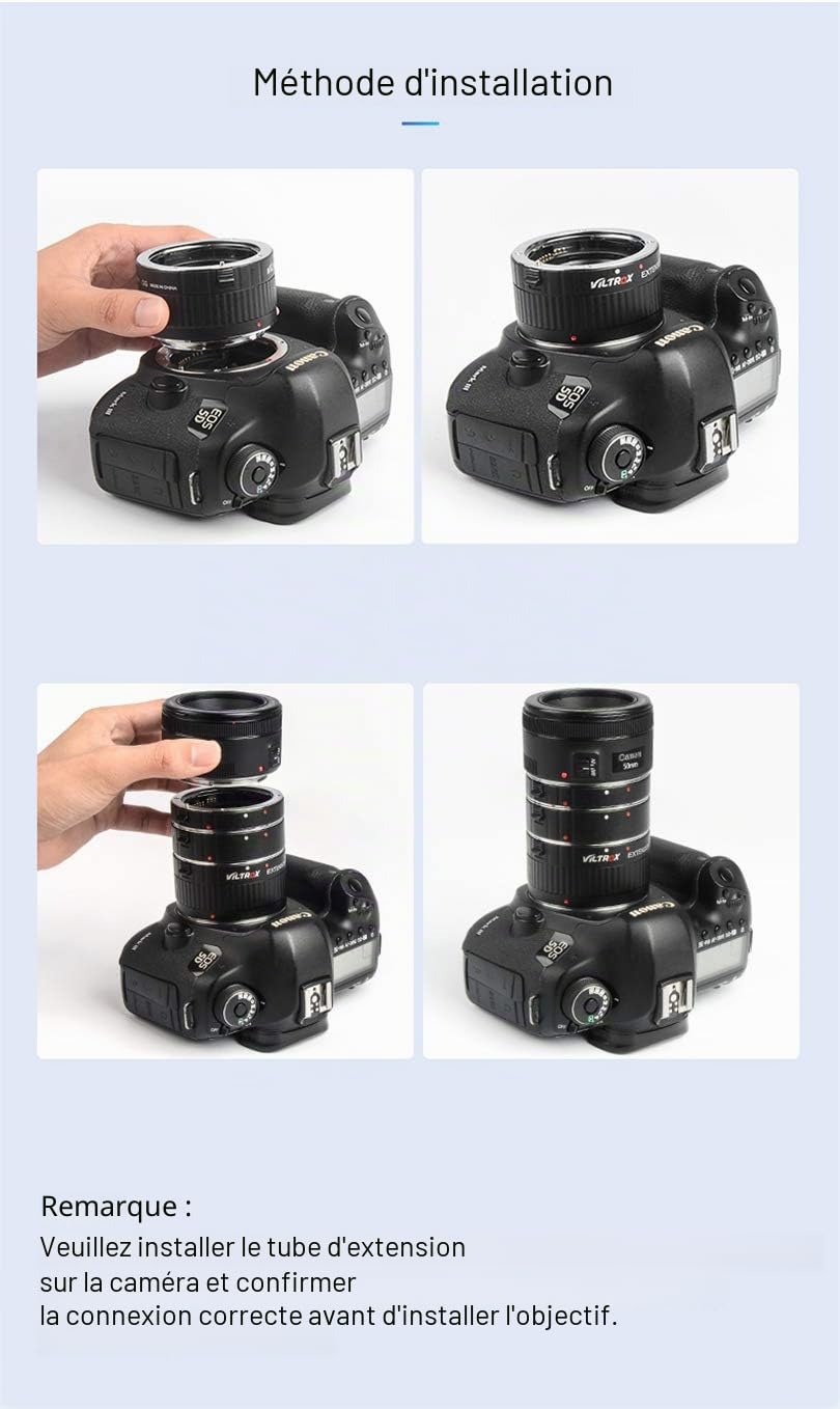 VILTROX DG-C AF Macro Tube d'extension Automatique Bague allonge pour Canon EF EF-S 7D 6D 5D 60D 70D 80D 77D 750D 800D 760D 1300D appareil photo DSLR