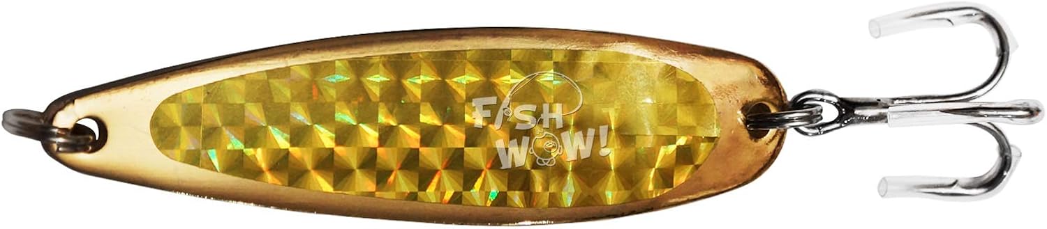 10pcs Fish WOW! 3oz Spoons jig Hard Metal Chrome Fishing Silver Gold Laser Tape jigs with a 3X Strong Mustad Treble Hook 2/0