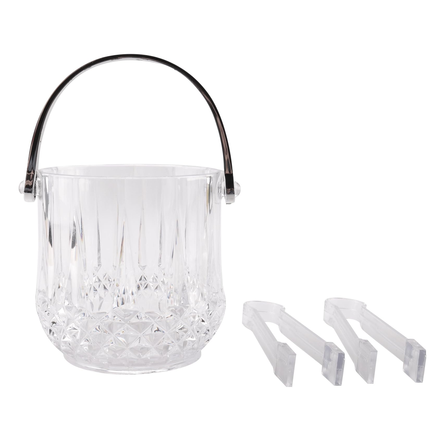 CTRLZS Ice Bucket Plastic Ice Bucket with Handle Acrylic Transparent Champagne Beer Wine Ice Bucket for Home -Transparent