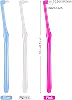Vista 5 de Boao 12 piezas de cepillo de dientes copetudo, cepillo de dientes compacto a granel, cepillo de dientes de ortodoncia suave, cepillo interdental