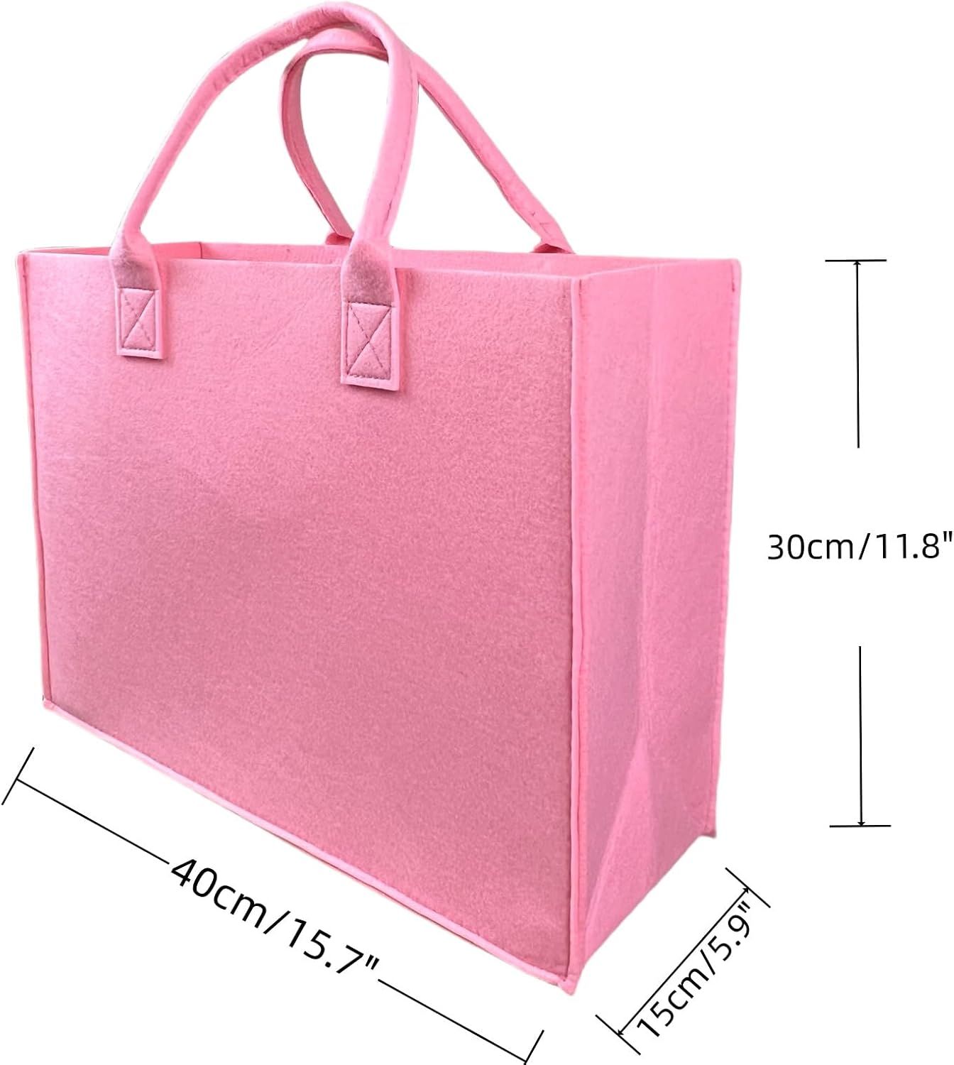 1pc Felt Grocery Tote Bag Large Portable Handbag Reusable Gift Bag For Party Favors Gym Beach DIY Handcraft (1.Pink) image 5