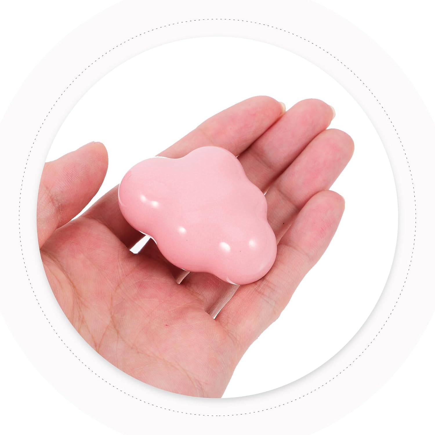 Cloud Shape Ceramic Drawer Knobs for Room Wardrobe, 2pcs Pink Ceramic Dresser Pulls, Decorative Cabinet Handles for Nursery and ’s Furniture