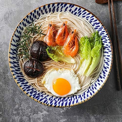 9.5 Inch Japanese Noodle Bowl Large Ramen Microwave Ceramic Dinnerware Salad Rice Fruit Soup(D)