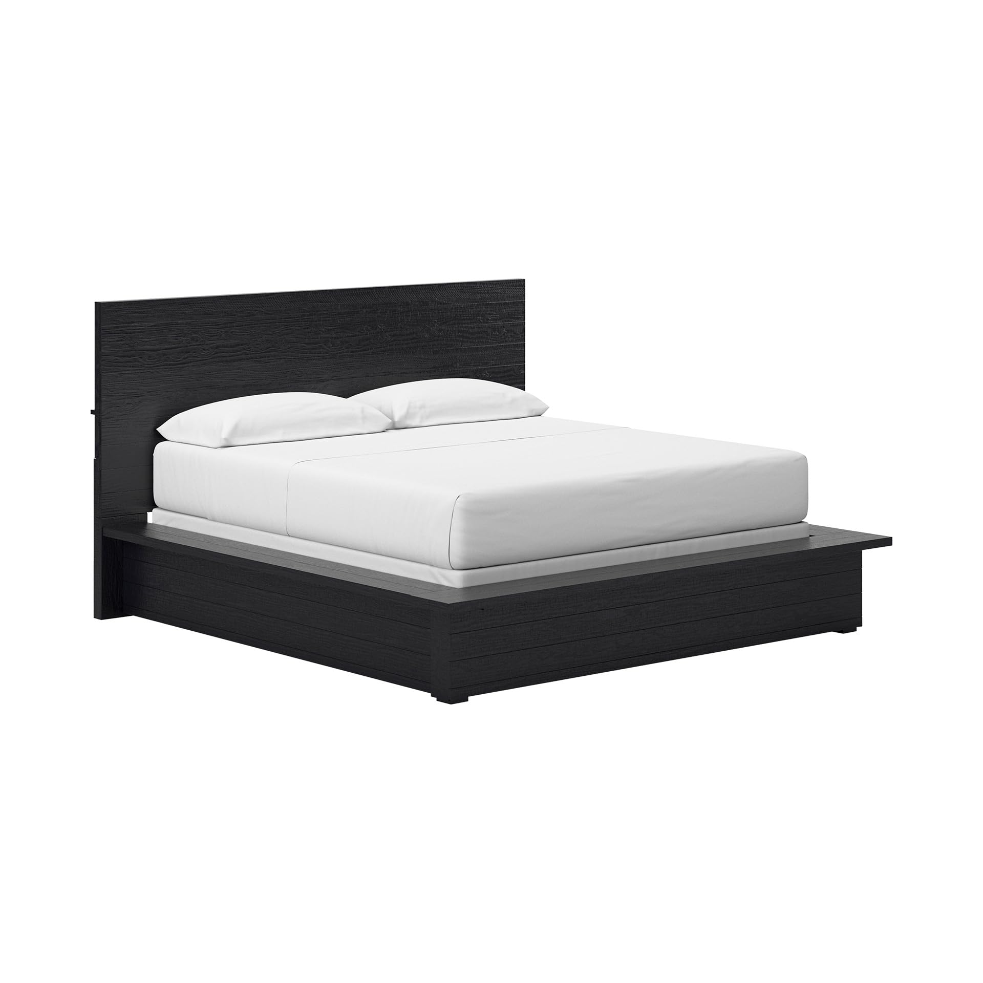 Signature Design by Ashley Londer Modern Panel Bed with Wide Rails, Foundation or Box Spring Needed, California King, Black
