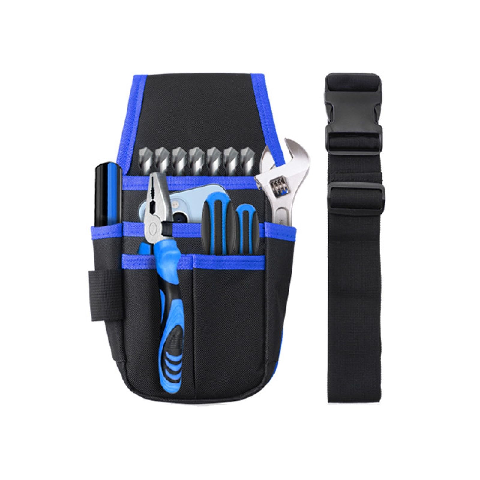 Borsa Porta Attrezzi, Custodia per elettricista, Borsa per elettricisti, Borsa Magazzino Utensili, Cintura Porta Attrezzi Multi Tasche, per Elettricista,Carpentiere(Blu 26.5 * 13.5 * 5cm)