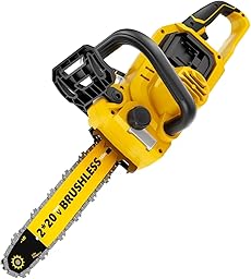 40V(20V*2) 16" Brushless Chainsaw Cordless, Electric Chainsaw Fully Compatible with DeWalt 20V MAX, Auto-Oiling, Tool-Free Tensioning, Safety Chain Brake, Batteries and Charger Not Included