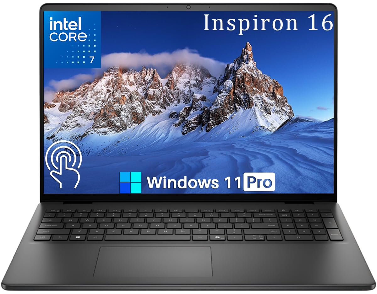 Inspiron 16 Touchscreen Laptop for Business, Intel Core 7 150U (Up to 5.4 GHz), 16" FHD+, 300 nits Display, 32 GB DDR5, 5200 MT/s, 1 TB SSD, Backlit Keyboard, Wi-Fi 6E, Windows 11 Pro, Copilot-Ai
