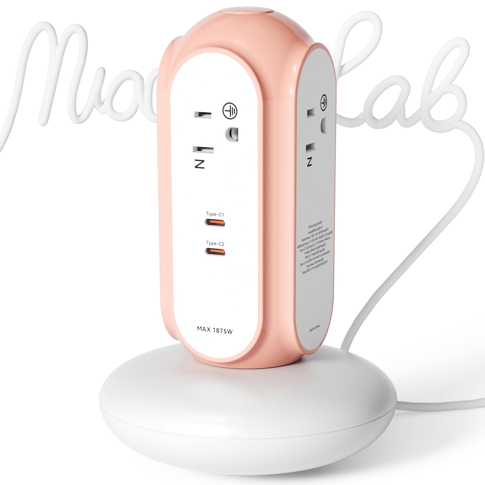 Amazon.co.jp: MiaoLab 延長コード 2m タワー型電源タップ USB-C×2 30W